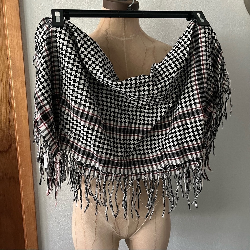 SET of 3 SCARVES H&M Comme Ca Anchor Print Black White Print Fringe - Picture 9 of 9